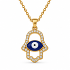 Gold Hamsa Evil Eye Pendant Necklace