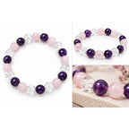 Natural Amethyst, Rose Quartz & Clear Quartz Bracelet for Men & Women