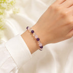 Rose quartz and amethyst bracelet for men and women