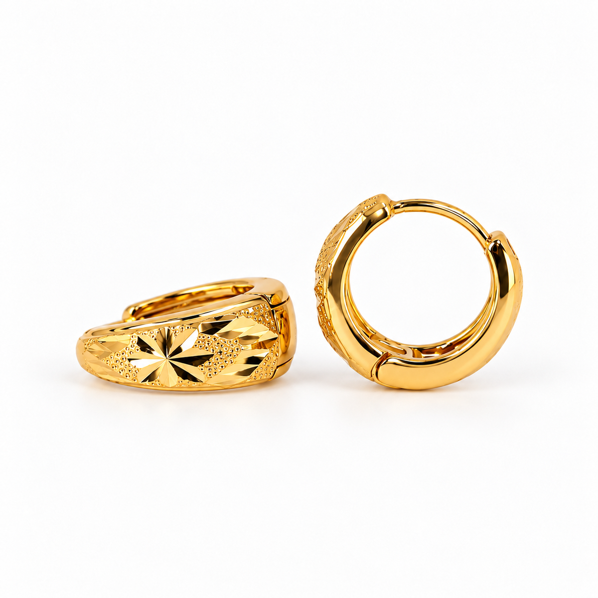 Gold Starburst Huggie Hoop Earrings
