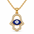 Gold Hamsa Evil Eye Pendant Necklace