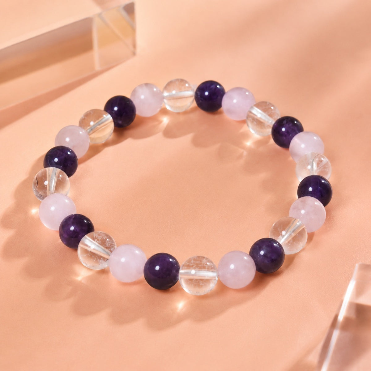 Rose quartz and amethyst bracelet for men and women