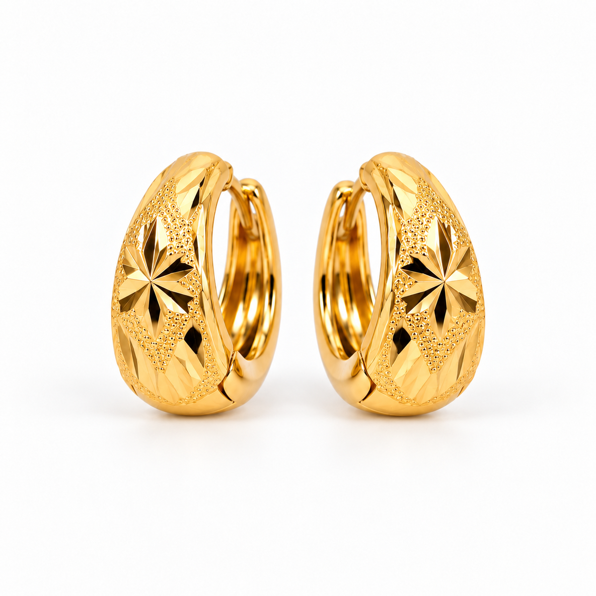 Gold Starburst Huggie Hoop Earrings