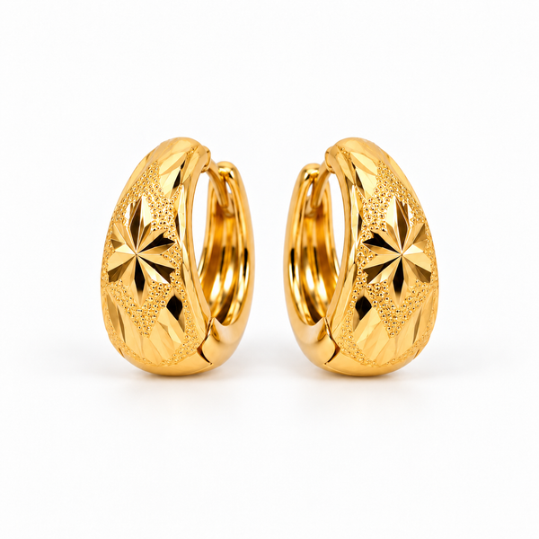 Gold Starburst Huggie Hoop Earrings