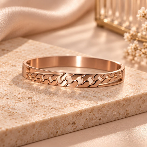 Gold-Tone Floral Cut-Out Bangle for Women – Butterfly CZ Stone Designer Bracelet