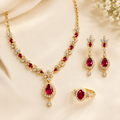 Ruby Elegance Gold-Plated Jewelry Set
