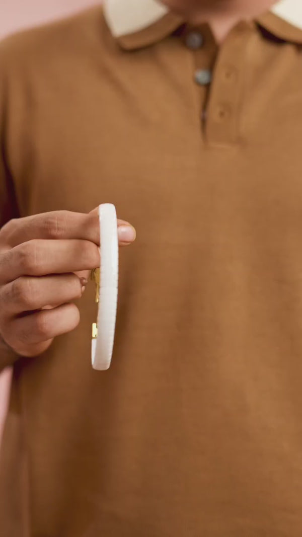 white Gold Block Kada