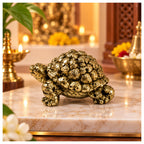 Natural Pyrite Tortoise Statue  | Golden Pyrite Turtle Figurine for Vastu, Feng Shui, Home & Office Décor |