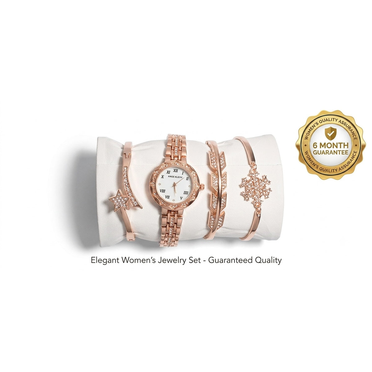 Elegant Rose Gold Women’s Watch & Bracelet Gift Set