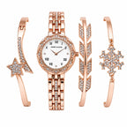 Elegant Rose Gold Women’s Watch & Bracelet Gift Set